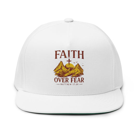 Faith Over Fear Flat Bill Cap — Embroidered Christian Snapback