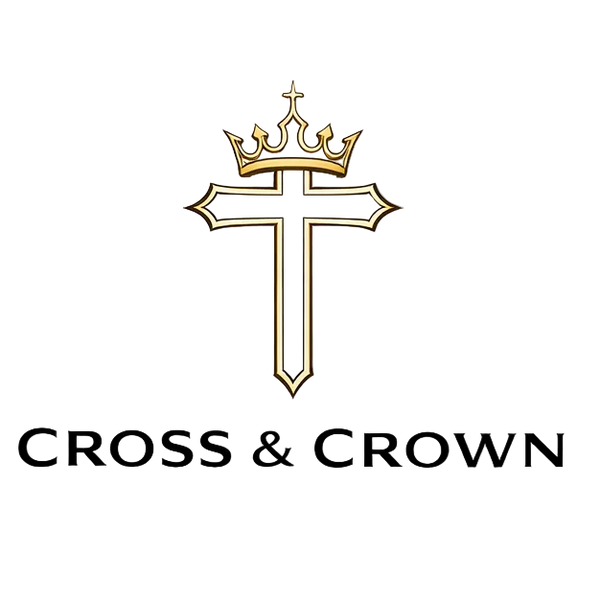 Gold cross and crown logo with 'Cross & Crown' text on a white background.